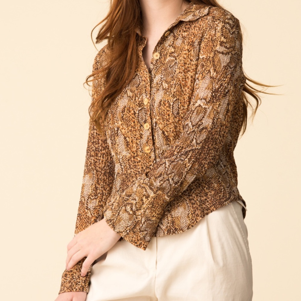 Nanushka Alena Top in Brown Snakeskin- Large